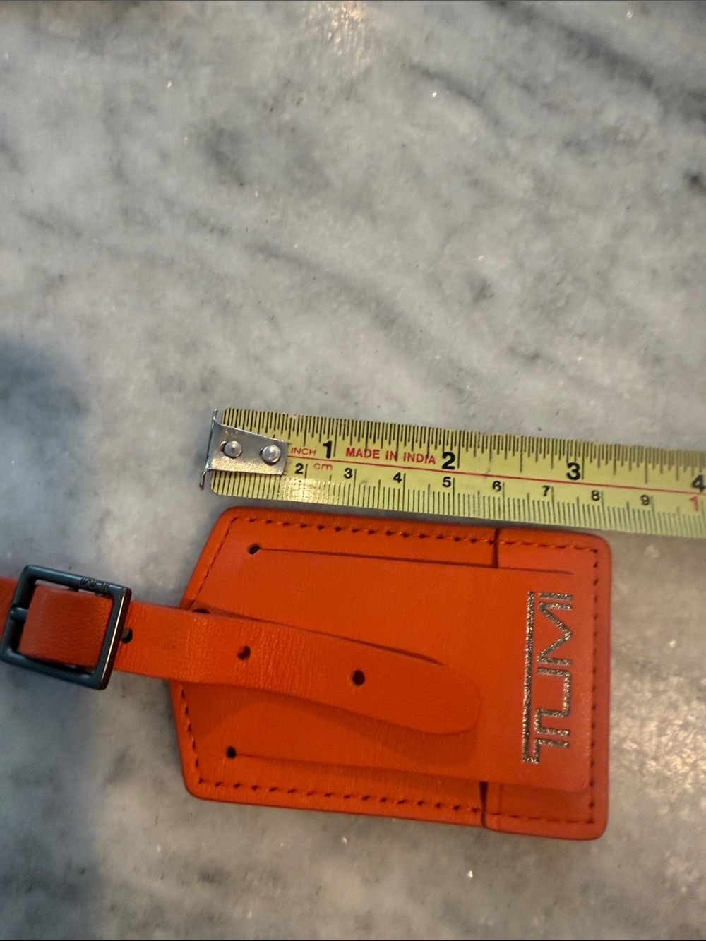 TUMI Genuine Leather Luggage Tag in Pop Orange - Picture 1 of 4